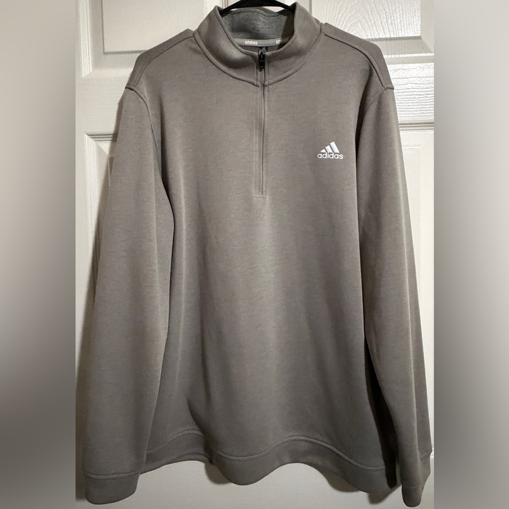 adidas Men's Elevated 1/4 Zip Pullover Golf Shirt Light Grey, Size XL